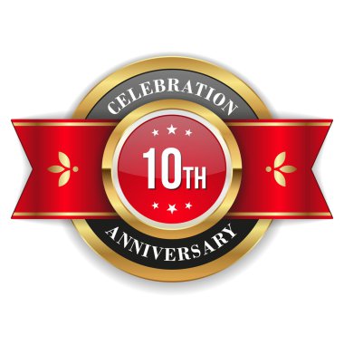 Gold 10th anniversary badge clipart