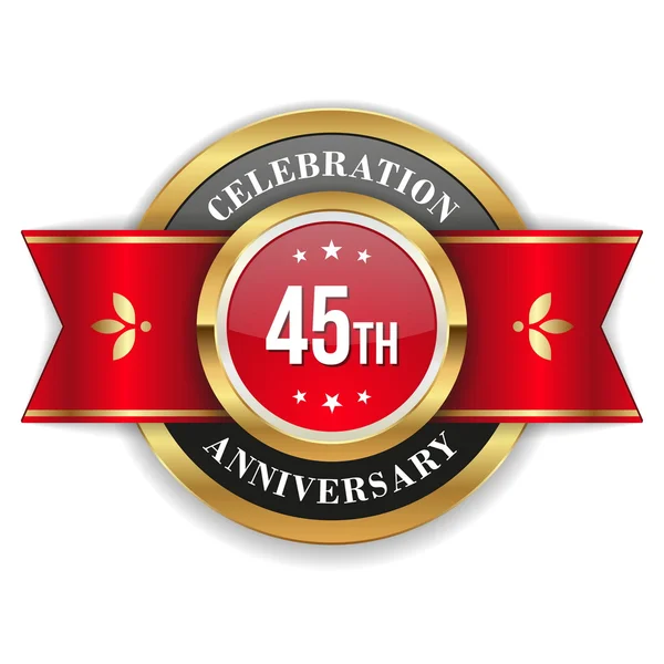 Gold 45th anniversary badge — Stock Vector