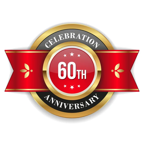 Gold 60th anniversary badge — Stock Vector