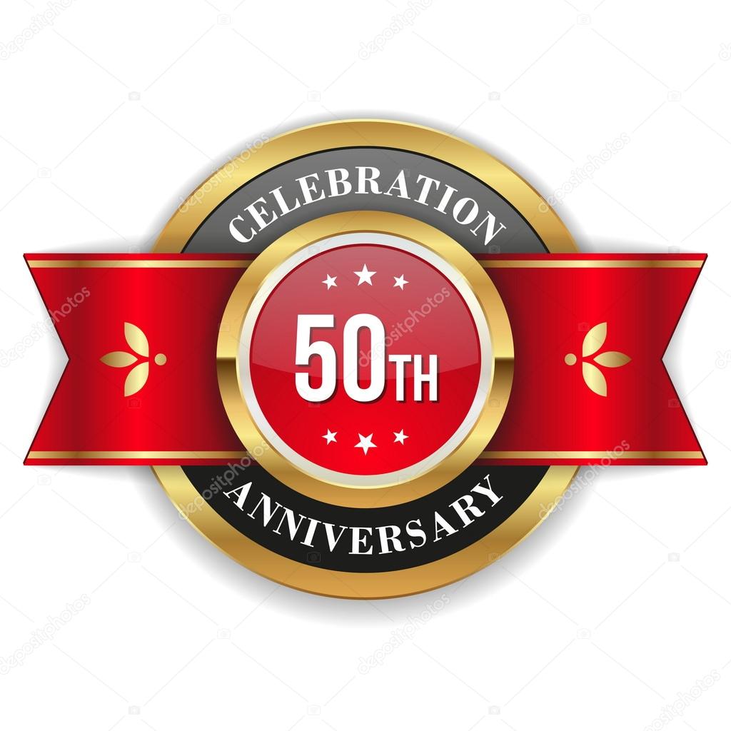 Gold 50th anniversary badge