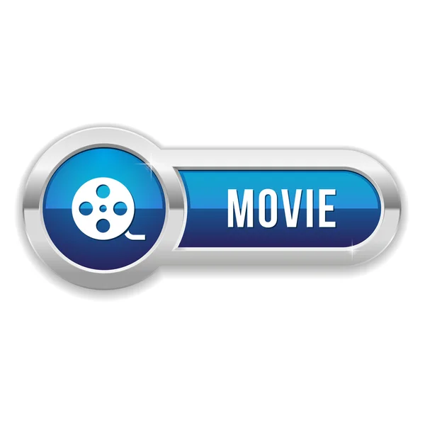 Movie button with metallic border — Stock Vector