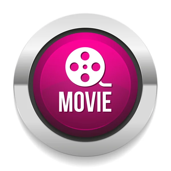 Movie button with metallic border — Stock Vector