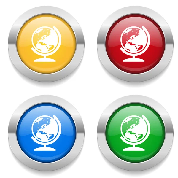 Botões com ícones globo —  Vetores de Stock