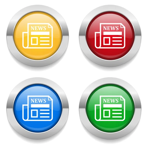 Botones con iconos de noticias — Vector de stock