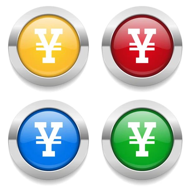 Buttons with yen icon — Stock Vector