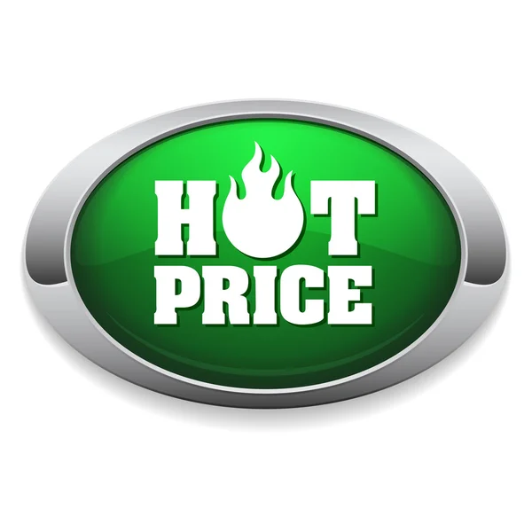 Yeşil sıcak fiyat düğmesi — Stok Vektör