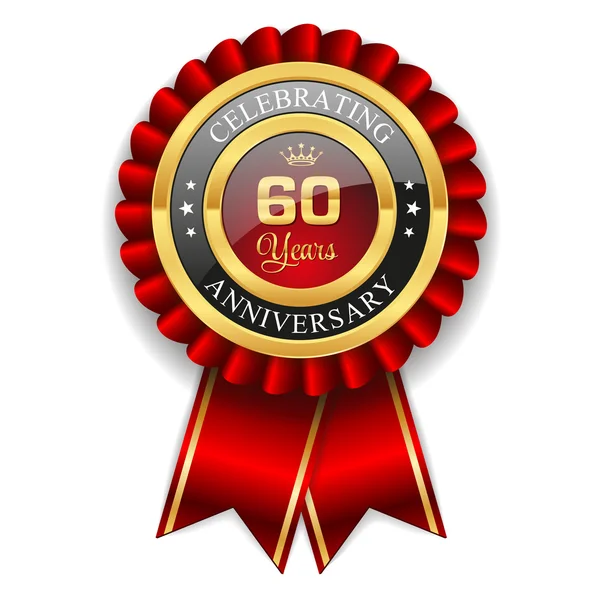 Oro 60 anni distintivo anniversario — Vettoriale Stock