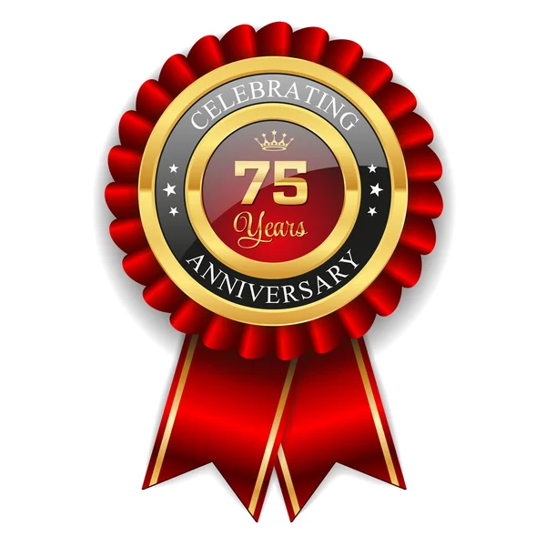 Gold 75 years anniversary badge — Stock Vector