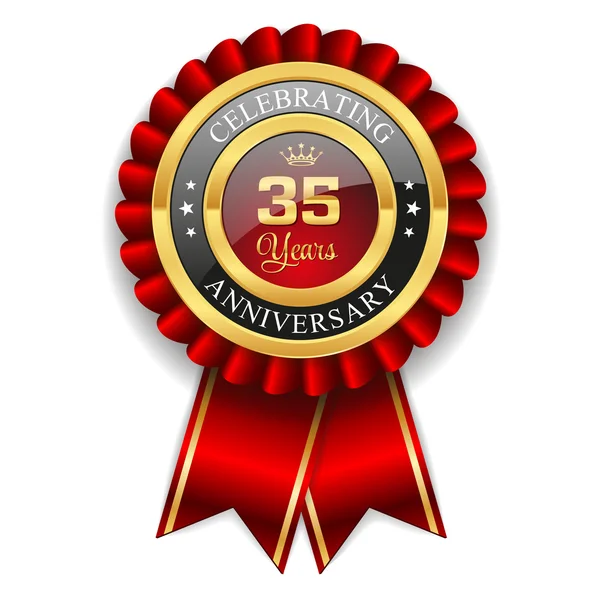 Gold 35 years anniversary badge — Stock Vector