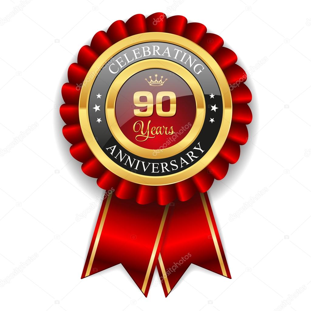 Gold 90 years anniversary badge