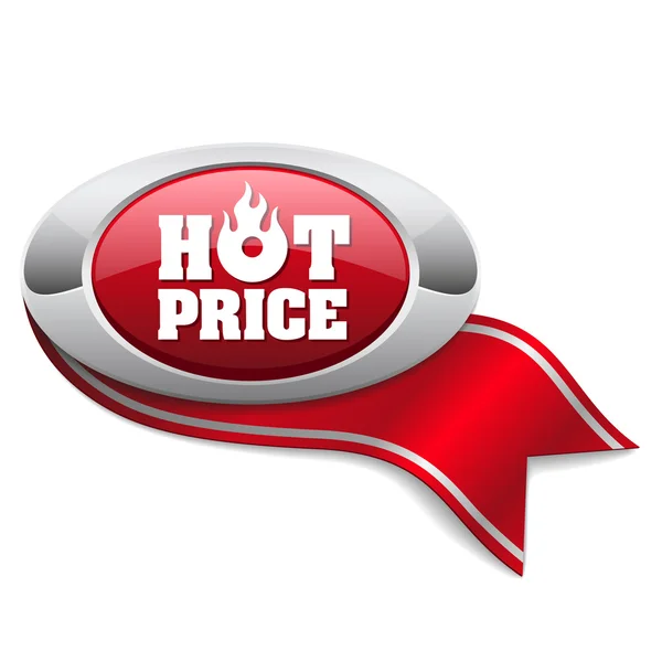 Botón rojo precio caliente — Vector de stock