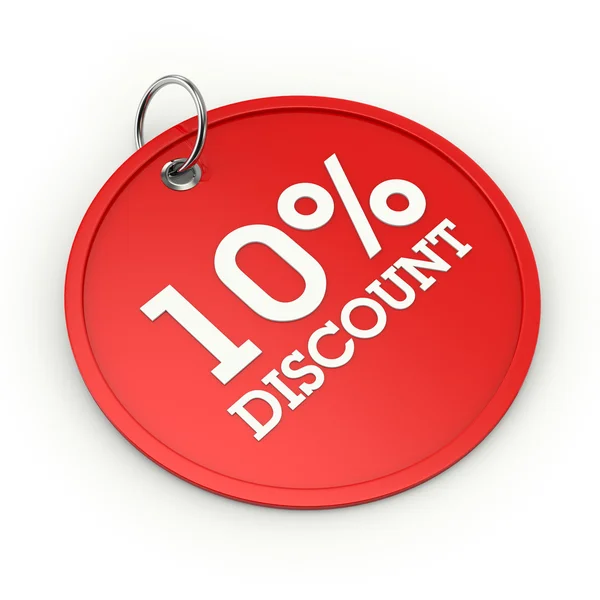 Red round 10  percent discount tag — Stock Photo, Image