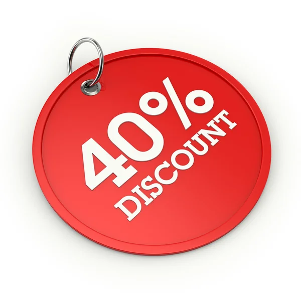 Red round 40 percent discount tag — Stock Photo, Image