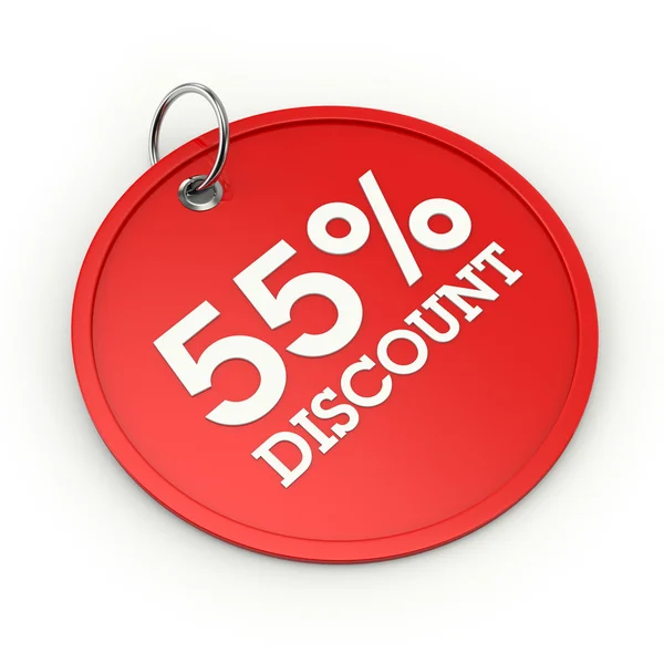 Red round 55  percent discount tag — Stock Photo, Image