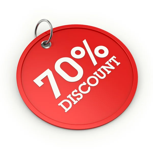 Rosso round 70 per cento di sconto tag — Foto Stock