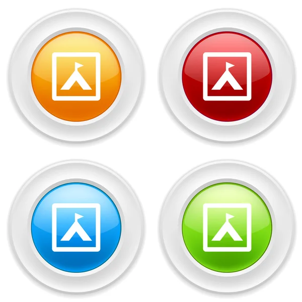 Buttons with camping icons — Stock Vector