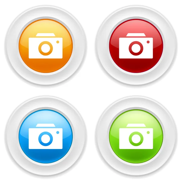 Boutons avec icônes de caméra — Image vectorielle