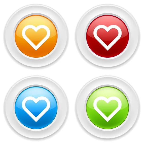 Buttons with heart icon — Stock Vector