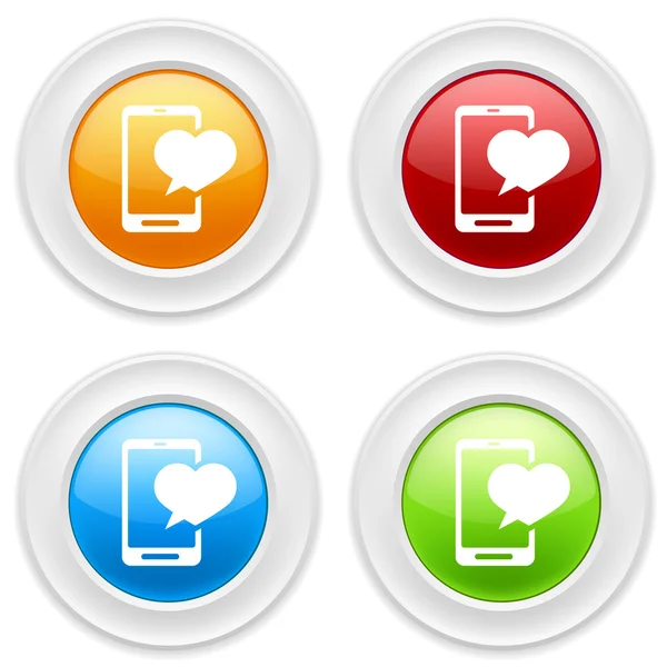 Botões com ícones de mensagem de amor — Vetor de Stock