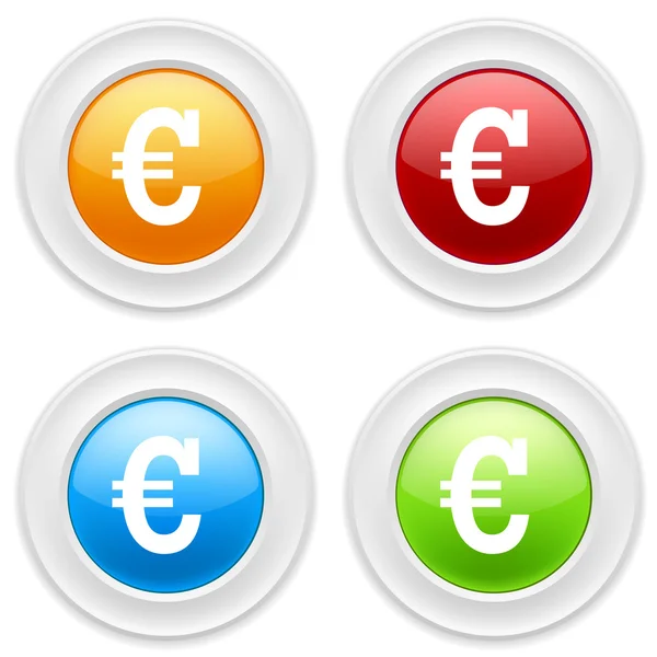 Botones con icono del euro — Vector de stock