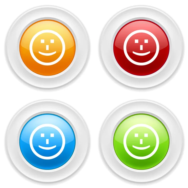 Botões com ícone sorridente — Vetor de Stock
