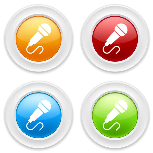 Botões com ícones de microfone — Vetor de Stock