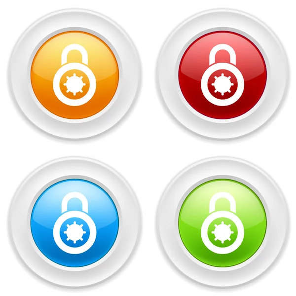 Round buttons with padlock — Stock Vector