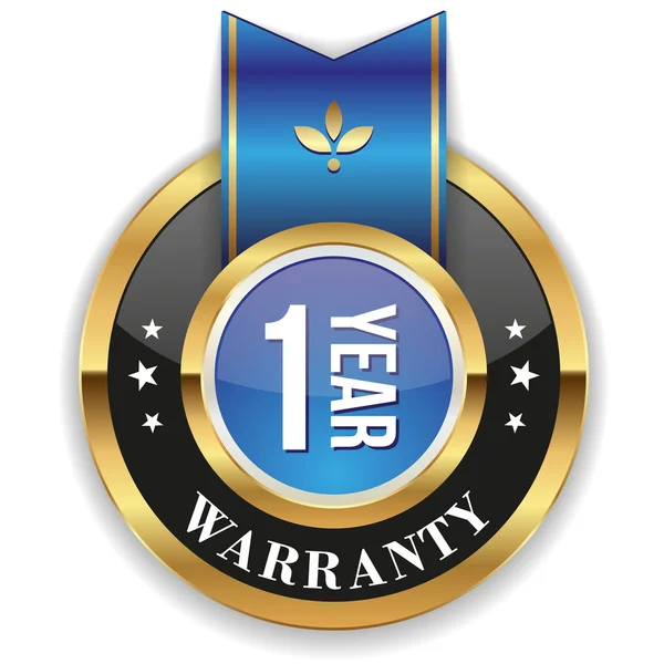 Goud één jaar garantie badge — Stockvector