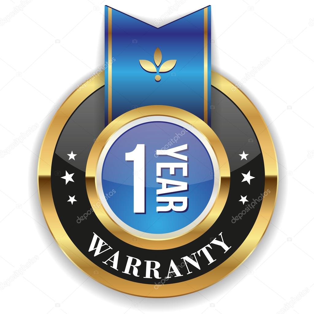 Gold one year warranty badge
