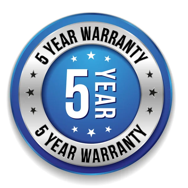 Five year warranty button — Stock Vector