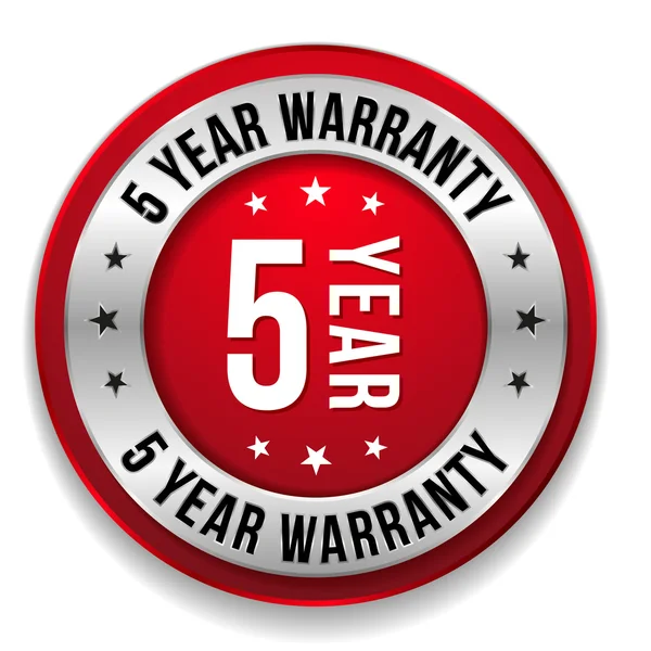 Five year warranty button — Stock Vector