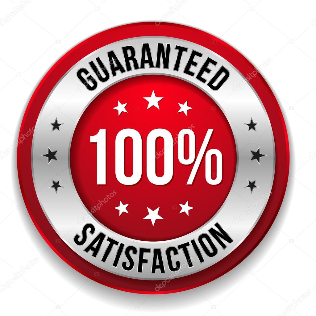 Satisfaction badge with silver border