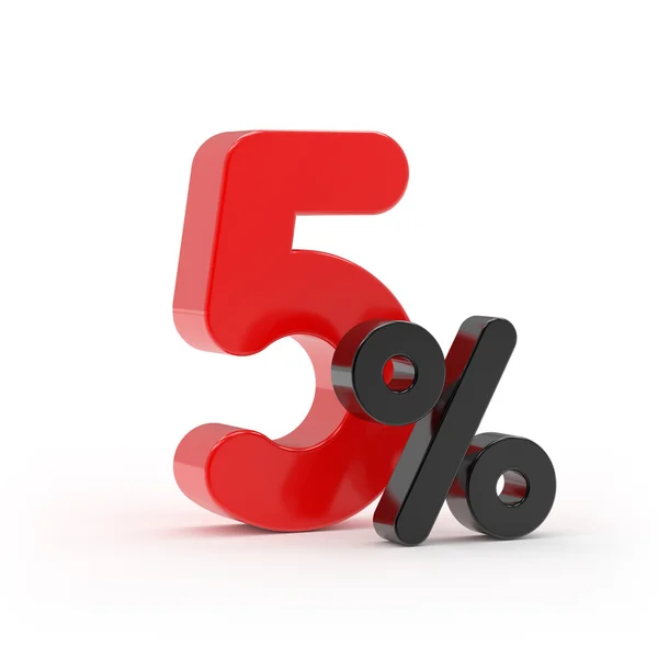 Red 5 percent — Stock Photo, Image