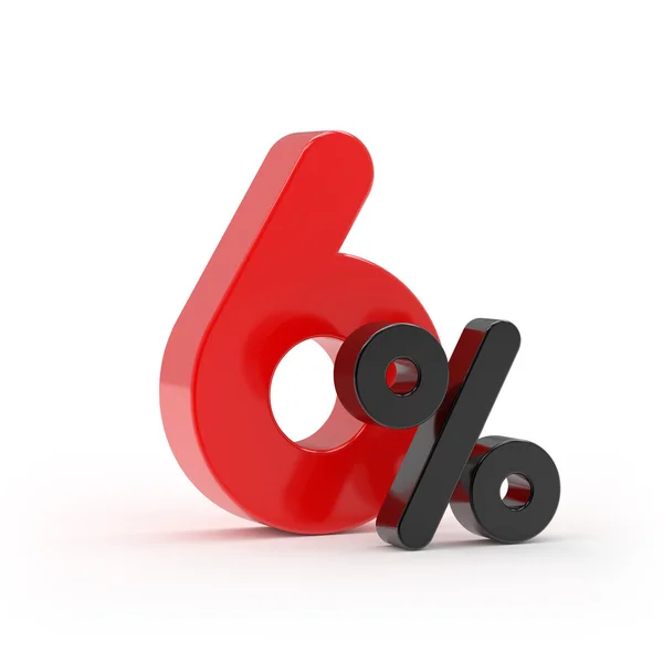 Red 6 percent — Stock Photo, Image