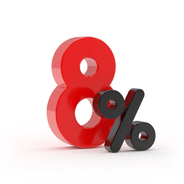 Red 8 percent — Stock Photo, Image