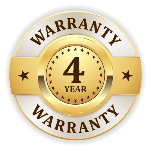 Gold 4 year warranty badge — Stock Vector