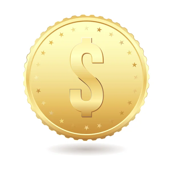 Gold coin with dollar sign — Stock Vector