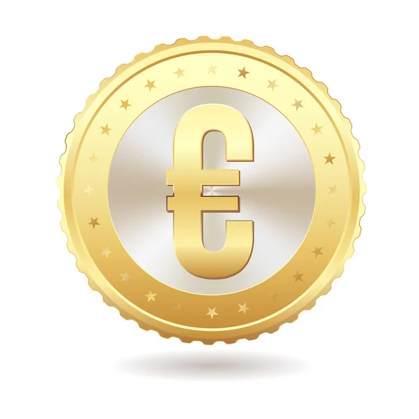 Gold coin with euro sign — Stock Vector