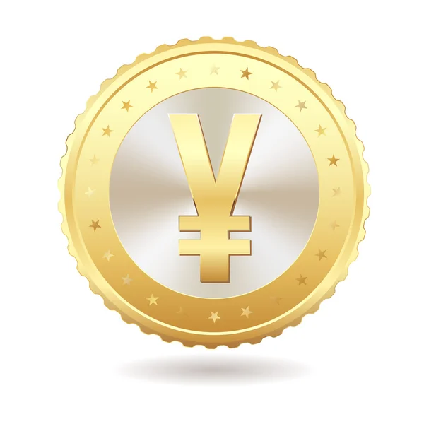 Gold coin with yen sign — Stock Vector