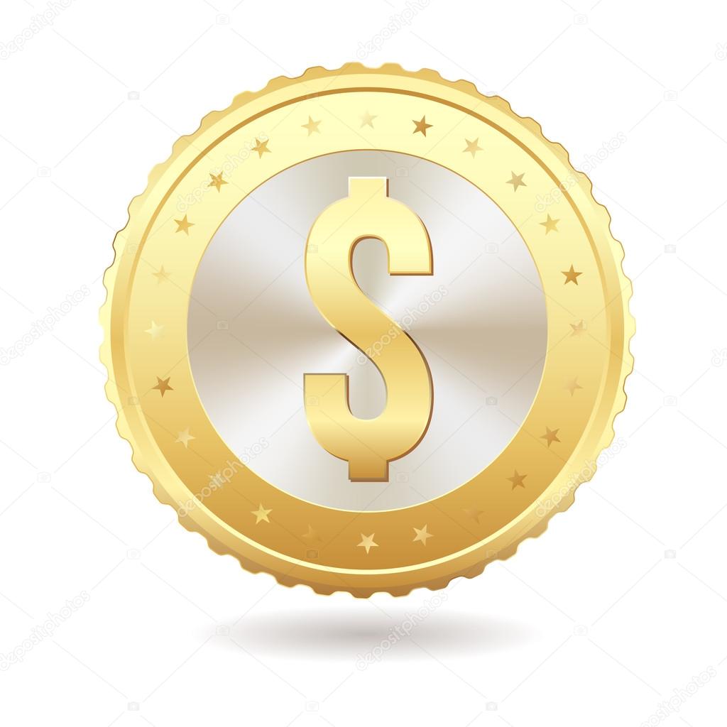 Gold coin with dollar sign