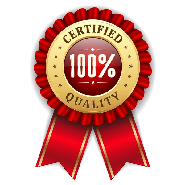 100 percent certified quality badge — Stock Vector