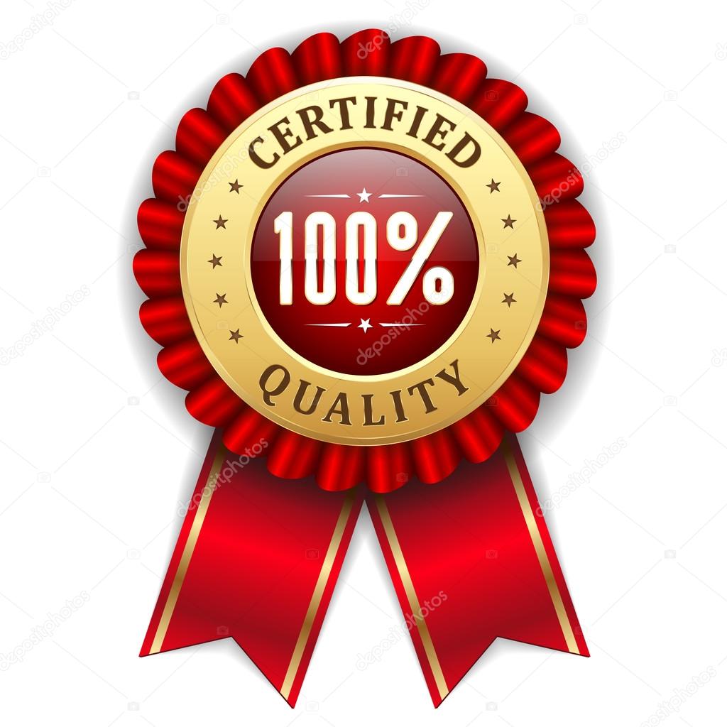 100 percent certified quality badge