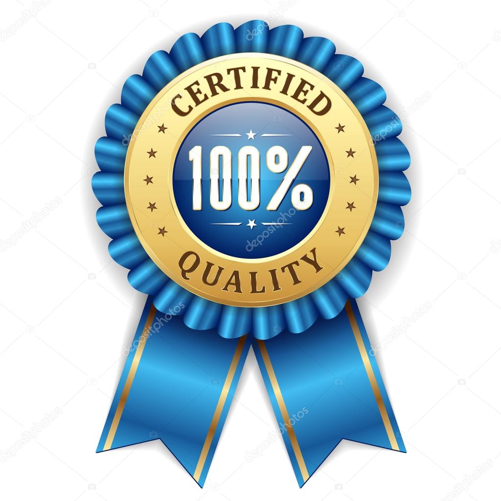 100 percent certified quality badge