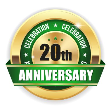 Green  20th anniversary badge clipart