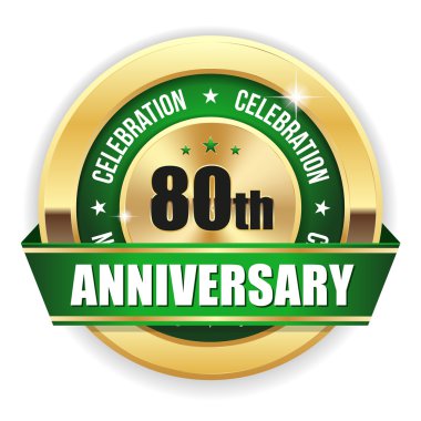 Green 80th  anniversary badge clipart