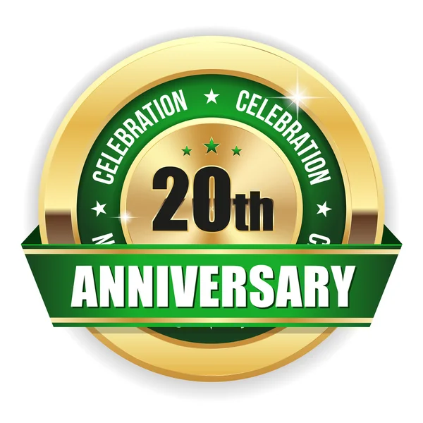 Green  20th anniversary badge — Stock Vector