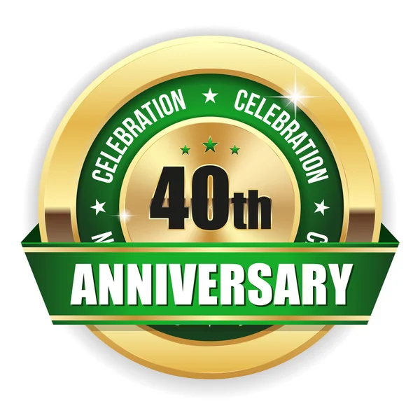 Green 40th  anniversary badge — Stock Vector