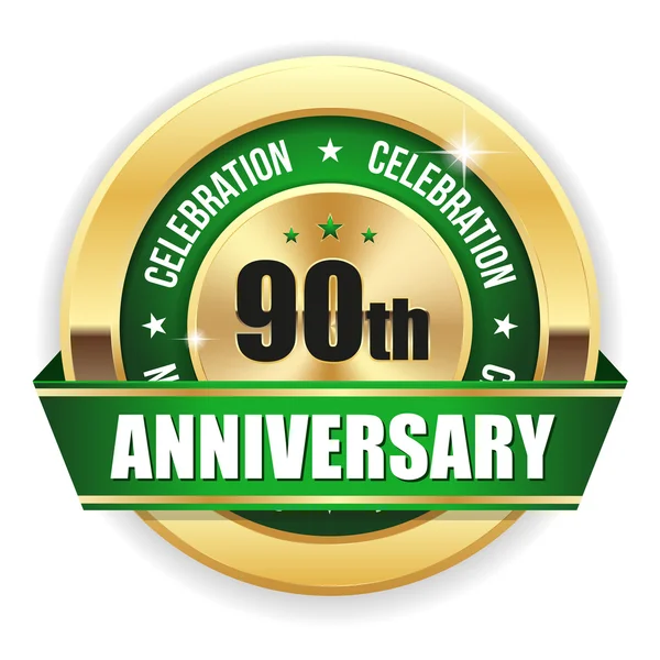 Groene 90e verjaardag badge — Stockvector