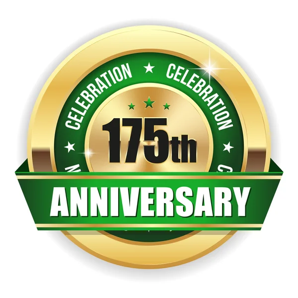Green 175th anniversary badge — Stock Vector