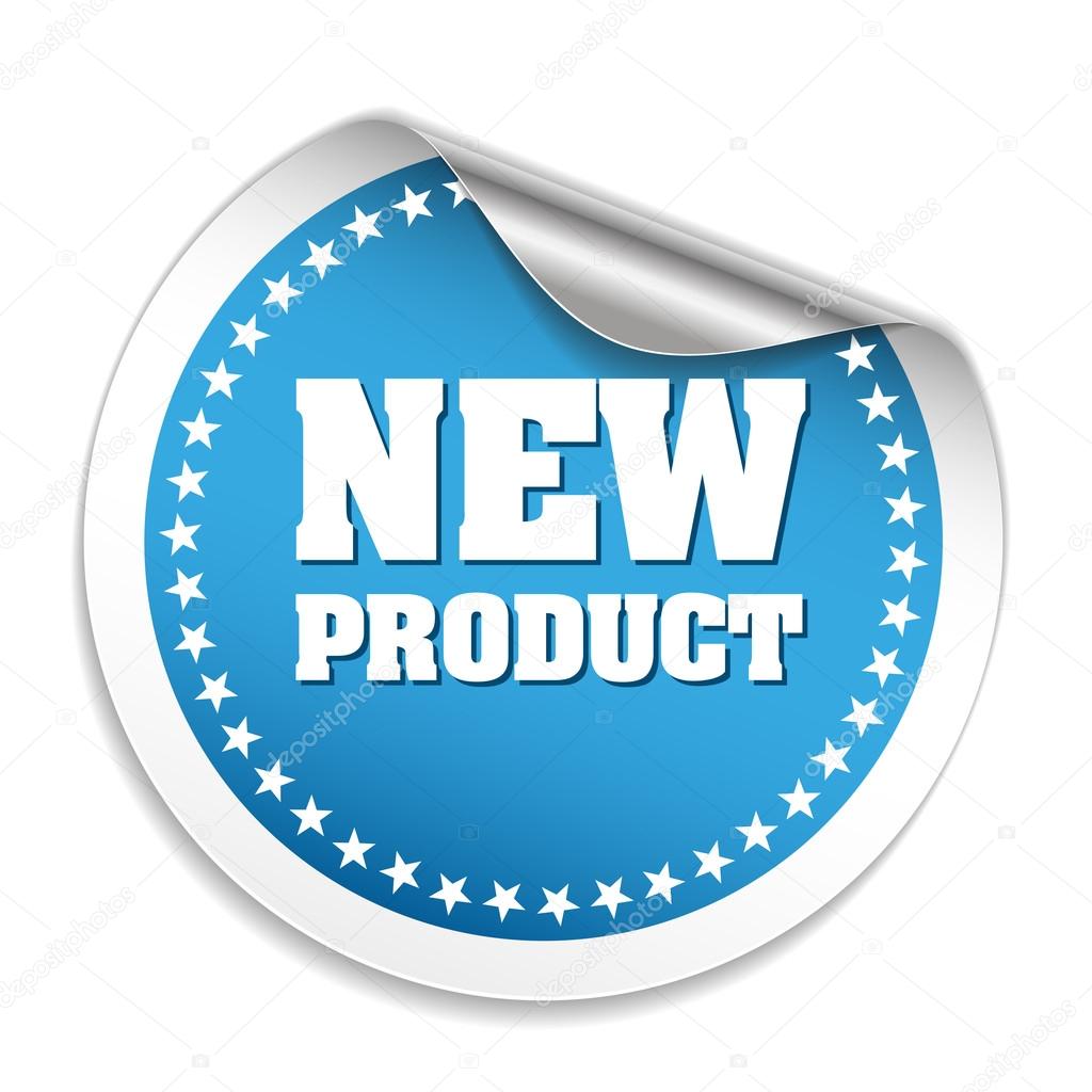 Blue Round New Product Sticker With Silver Peel On White Background